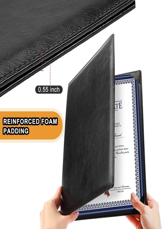 Tenare 3 Pcs Leather Certificate Holder 8.5 x 11 Inch PU Black Red Blue Purple Phd Bachelor Master Diploma Cover Professional Award Folder for Official Graduation Competition Contest Charity (Black) - Image 3